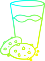 cold gradient line drawing of a cookies and milk png