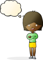 cartoon happy woman with thought bubble png