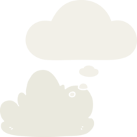 cartoon cloud with thought bubble in retro style png