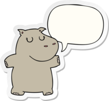 desenho animado hipopótamo com discurso bolha adesivo png
