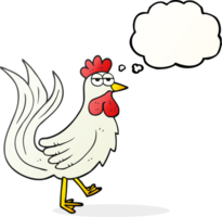 main tiré pensée bulle dessin animé coq png