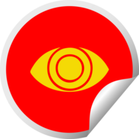 circular peeling sticker cartoon of a eye png