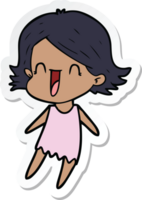 sticker of a cartoon happy woman png