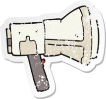 retro distressed sticker of a cartoon megaphone png