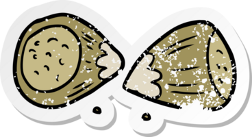 distressed sticker of a cartoon hazelnuts png