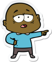 sticker of a cartoon tired bald man png