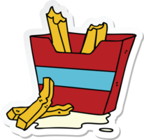 sticker of a quirky hand drawn cartoon french fries png