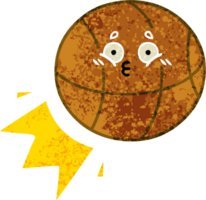 retro illustration style cartoon of a basketball png