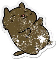 distressed sticker of a quirky hand drawn cartoon cat png