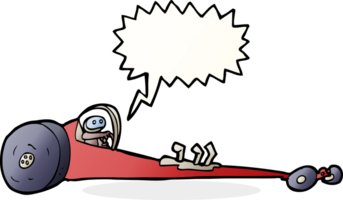 cartoon drag racer with speech bubble png