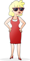 hand dragen tecknad serie kvinna bär solglasögon png