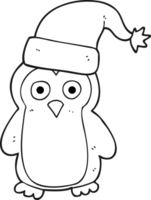 hand drawn black and white cartoon penguin png