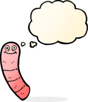 tekenfilm worm met gedachte bubbel png