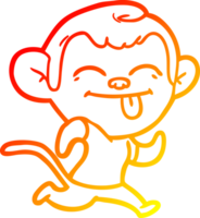 warm gradient line drawing of a funny cartoon monkey png