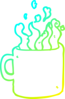 kalt Gradient Linie Zeichnung von ein Karikatur heiß Tasse von Kaffee png