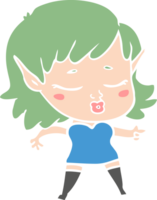 pretty flat color style cartoon elf girl png