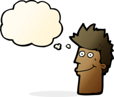 cartoon happy man with thought bubble png