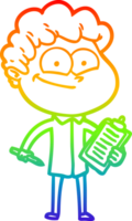 Regenbogen Gradient Linie Zeichnung von ein Karikatur glücklich Mann png