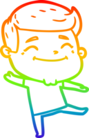 rainbow gradient line drawing of a happy cartoon man png