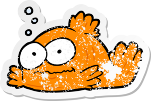 distressed sticker of a cartoon goldfish png