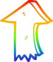 rainbow gradient line drawing of a cartoon pointing arrow png