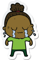 sticker of a cartoon crying old lady png