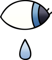 gradient shaded cartoon of a crying eye looking to one side png