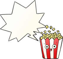 tekenfilm popcorn met toespraak bubbel in glad helling stijl png