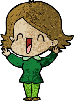 mulher feliz dos desenhos animados png