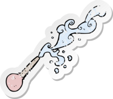 retro distressed sticker of a cartoon squirting pipette png