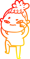 warm gradient line drawing of a cartoon woman png