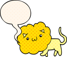 fofa desenho animado leão com discurso bolha dentro quadrinho livro estilo png