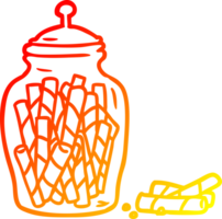 warm gradient line drawing of a traditional candy sticks in jar png