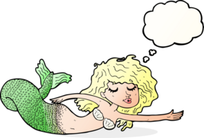 cartoon mermaid with thought bubble png