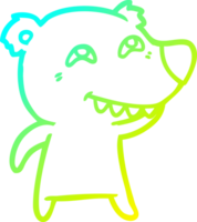 cold gradient line drawing of a cartoon polar bear showing teeth png