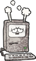 cartoon tired computer overheating png