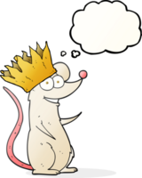 hand drawn thought bubble cartoon mouse wearing crown png