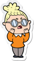 sticker of a cartoon annoyed woman png