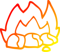 warm gradient line drawing of a cartoon burning coals png