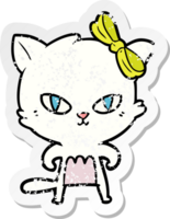 distressed sticker of a cute cartoon cat png