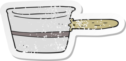 retro distressed sticker of a cartoon saucepan png