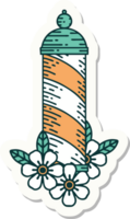 sticker of tattoo in traditional style of a barbers pole png