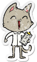 beunruhigter Aufkleber einer glücklichen Cartoonkatze png