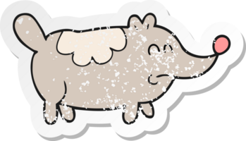 retro distressed sticker of a cartoon small fat dog png