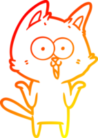 warm gradient line drawing of a funny cartoon cat png