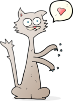 hand drawn speech bubble cartoon cat scratching png