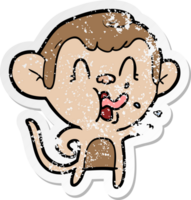 autocollant en détresse d'un singe fou de dessin animé png