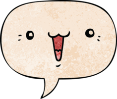 cute cartoon face with speech bubble in retro texture style png