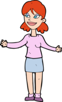 cartoon happy woman shrugging shoulders png