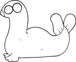 hand drawn black and white cartoon seal png